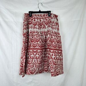 Sherry Taylor Women's‎ Red Tan Boho Tribal Geometric Print Lined Pleated Skirt L